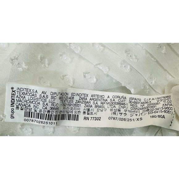 Zara XS plumetis sotted blouse longl sleeved with button cuff details - Picture 9 of 10